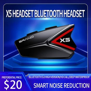 Capacete de motociclista Fone de ouvido Bluetooth 5.0 1500mAh Bateria sem Fio Chamada Handsfree Kit Estéreo Anti-Interferência Impermeável Fone de ouvido