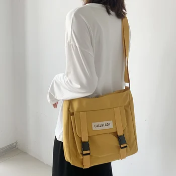 Lona Mulheres Messenger Bag coreano Grande de Ombro Crossbody Bolsas para Estudantes de Nylon, Pano de Livro Saco de Bolsas Mochilas