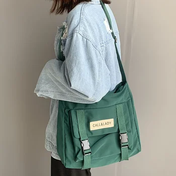 Lona Mulheres Messenger Bag coreano Grande de Ombro Crossbody Bolsas para Estudantes de Nylon, Pano de Livro Saco de Bolsas Mochilas Imagem 2