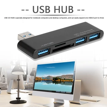 Portable 5 em 1 USB 3.0 HUB Divisor de Conversor de 5Gbps 3 USB 3.0 SD TF Leitor de Cartão de Cabo de Extensão USB HUB de Carga Imagem 2