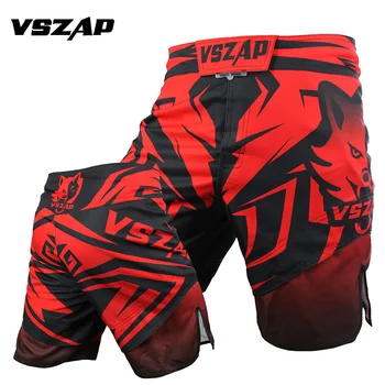 VSZAP Muay Thai Roupa Vermelha Curto Esportes Mma Shorts de Formação Boxer Shorts Sanda Algodão Respirável Solta de Boxe Boxe