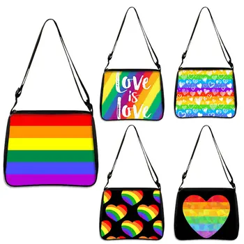 2021 Shopper Orgulho bandeira do arco-íris Impresso Sacola mulheres Harajuku shopper bolsa menina Ombro saco de compras Senhora de Saco de Lona
