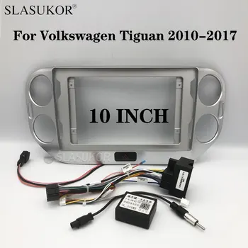 10 polegadas Android Rádio Para VW Volkswagen Tiguan 2010 2011-2017 de Alimentação de Fiação 2din som do Carro dvd Multimédia Quadro de Cabo