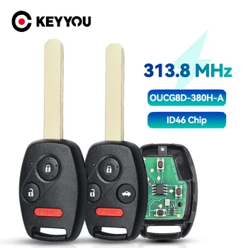 KEYYOU 313.8 Mhz Remoto do Carro Chave Para a Honda Ridgeline Odyssey Ajuste 2006-2014 OUCG8D-380H-A 2 Botões+1 Fob Controle com ID46