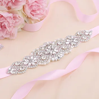 SESTHFAR Luxo de Prata de Casamento de Cristal Cintos Ceintures De Mariage Apliques de Strass Feminino correias de Acessórios de Noiva